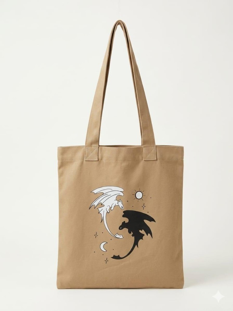 Toothless and nightfury print tote bag